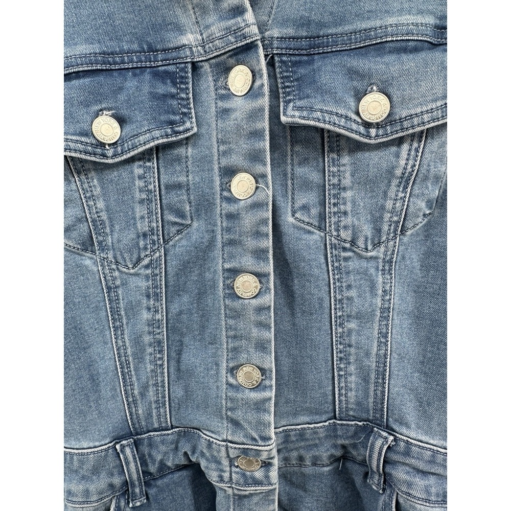 New York & Company Long Sleeve Denim Button-Front Mini Jean Dress Pockets Sz S - Picture 2 of 12